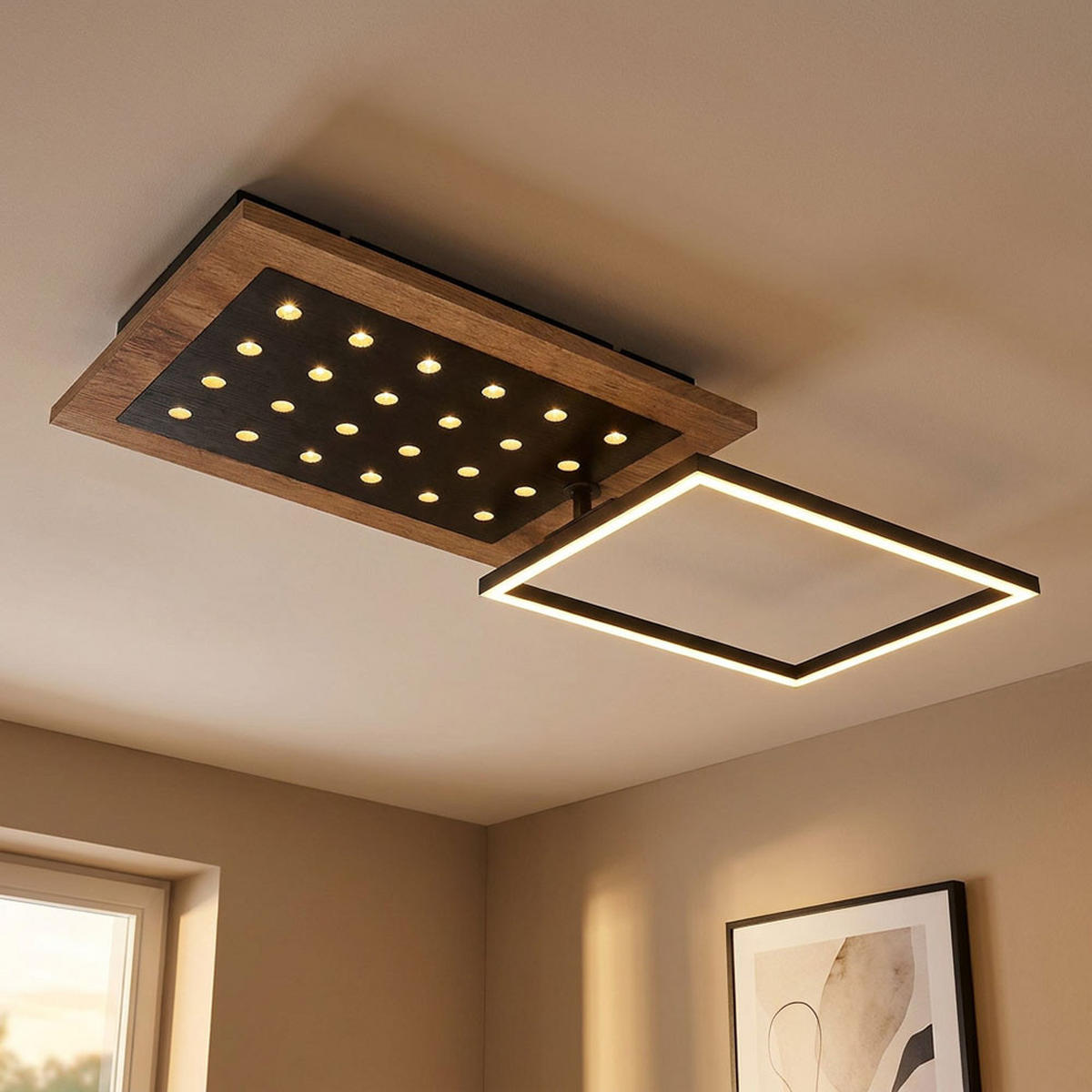 LED DECKENLEUCHTE JIMBO, Metall Braun, 3 Stufen, Memory - Braun, Metall (63.5/27/8.5cm) - Globo Lighting
