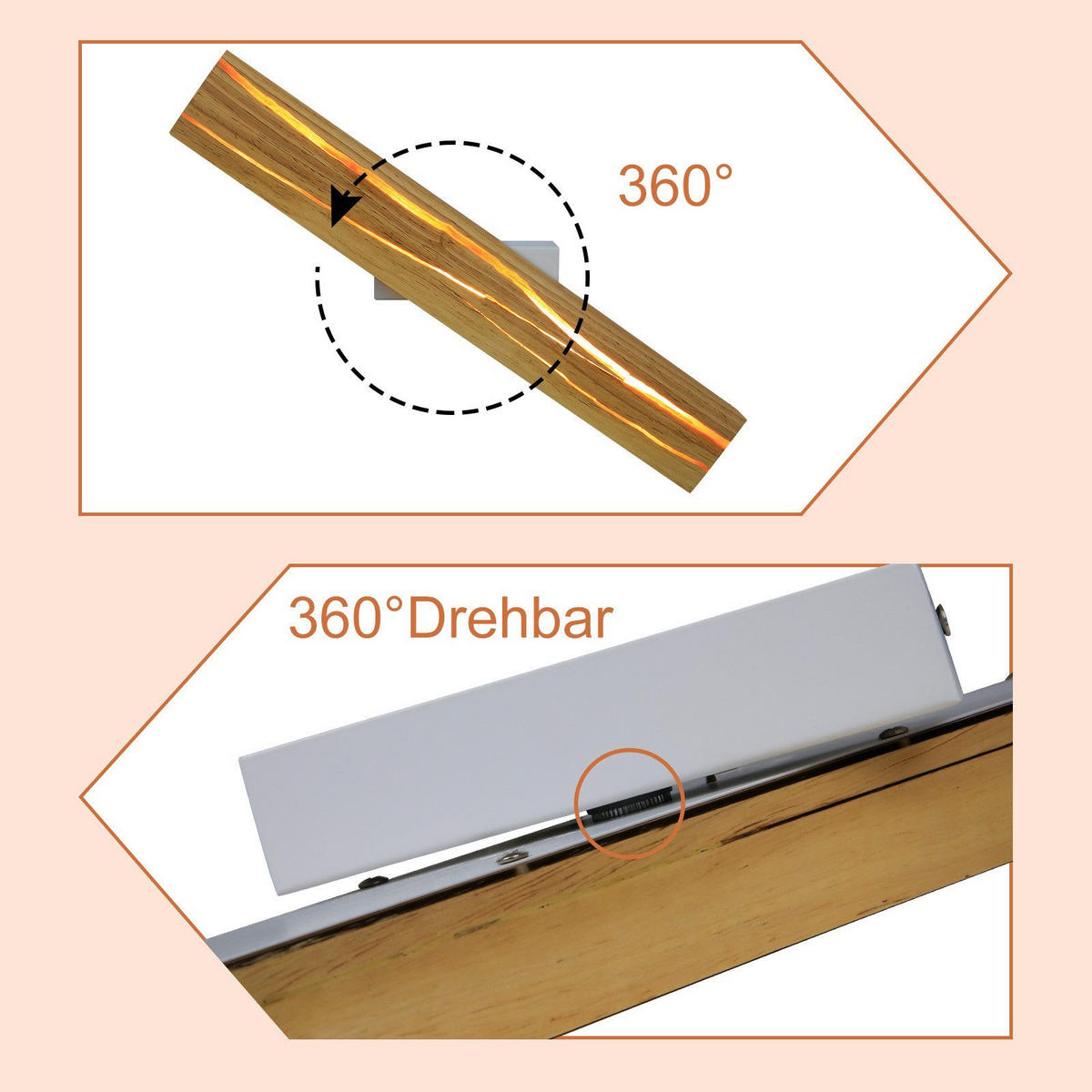 LED nástěnné svítidlo Yaskulka 50/8/3cm - hnědá, dřevo (8/3/50cm) - Nettlife