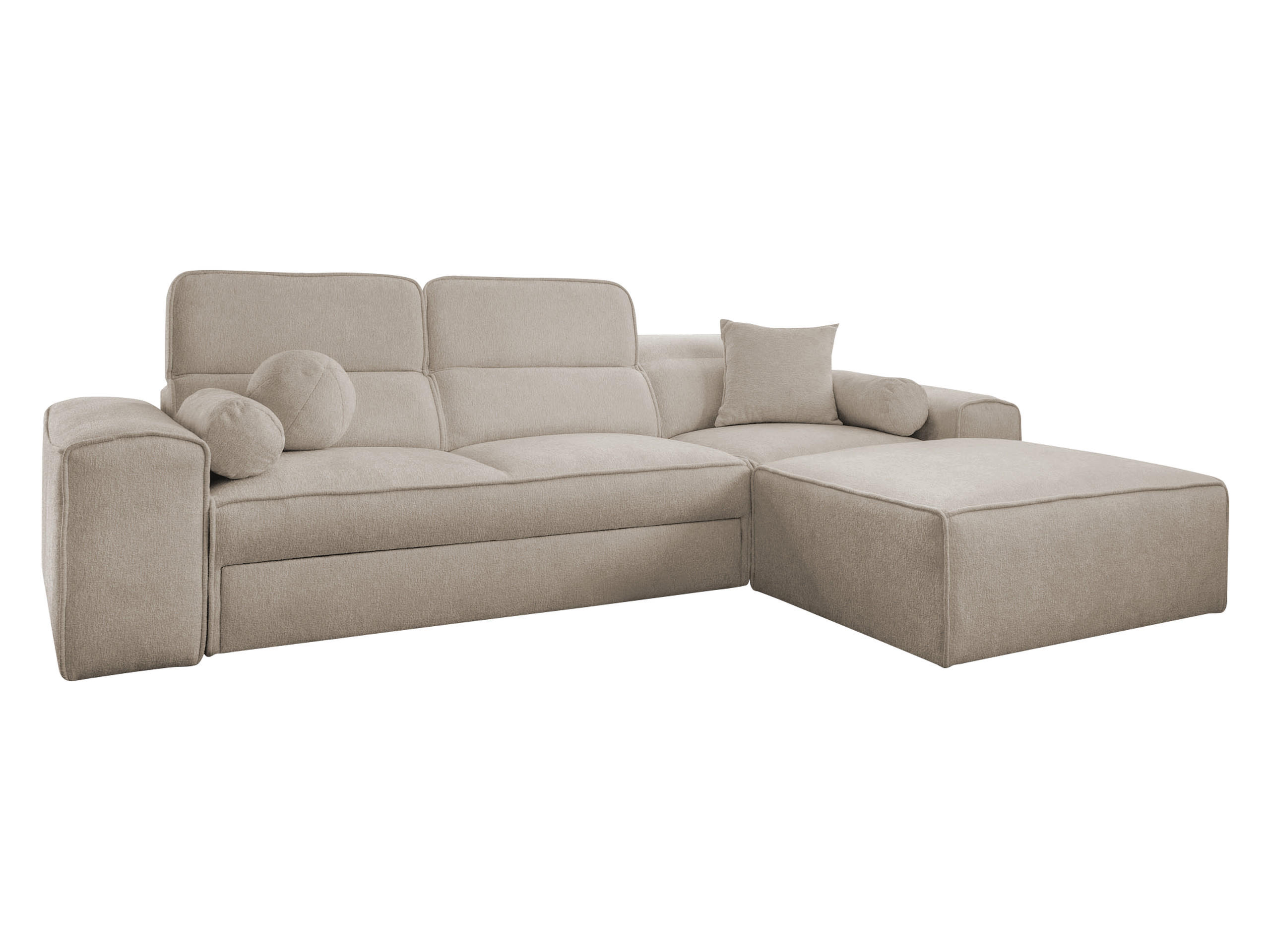 ECKSCHLAFSOFA Vito I, Seite: Rechts - Hellbraun, Holz/Textil (276/187cm) - MIRJAN24