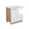 KÜCHENUNTERSCHRANK Fame-Line Weiß Hochglanz 80 cm mit Regal, AP Marmor - Weiß Hochglanz/Eiche Wotan, Holzwerkstoff (80/82/60cm) - Vicco