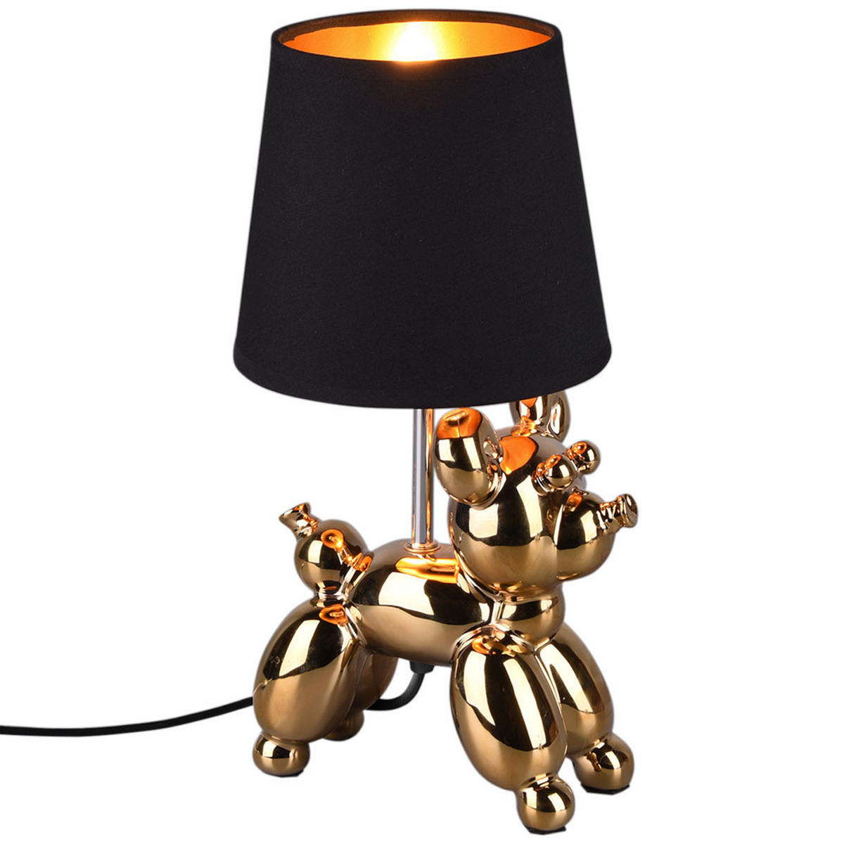 TISCHLEUCHTE BELLO Keramik Gold Schwarz - Goldfarben, Textil (16/17/33cm)