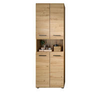 HOCHSCHRANK in Eiche Artisan, Badschrank 60 cm mit viel Stauraum, Cover - Schwarz/Eiche Artisan, Holzwerkstoff/Kunststoff (60/185/30cm) - Inn.Furn