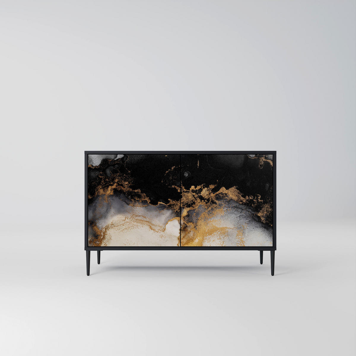 SIDEBOARD MARBLE OF TOMMORROW, Eicheneffekt, 111x42x77,5 cm, 2 Türen - Eichefarben/Buchefarben, Holzwerkstoff/Buchenholz (111/77.5/42cm) - SpaceRebels