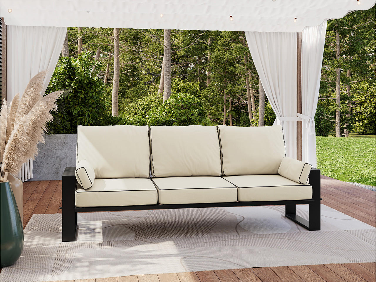 GARTENSOFA Elba 3 Sitzer - Beige - Beige, Textil (215/90/87cm) - MKS