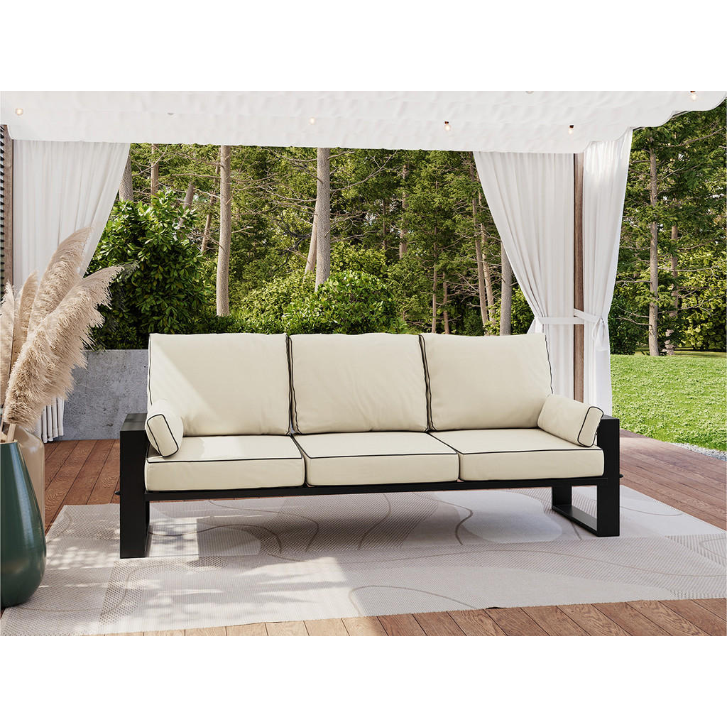 Thumbnail - MKS Gartensofa, Beige, Textil, 3-Sitzer, 215x90x87 cm, Loungemöbel, Gartensofas