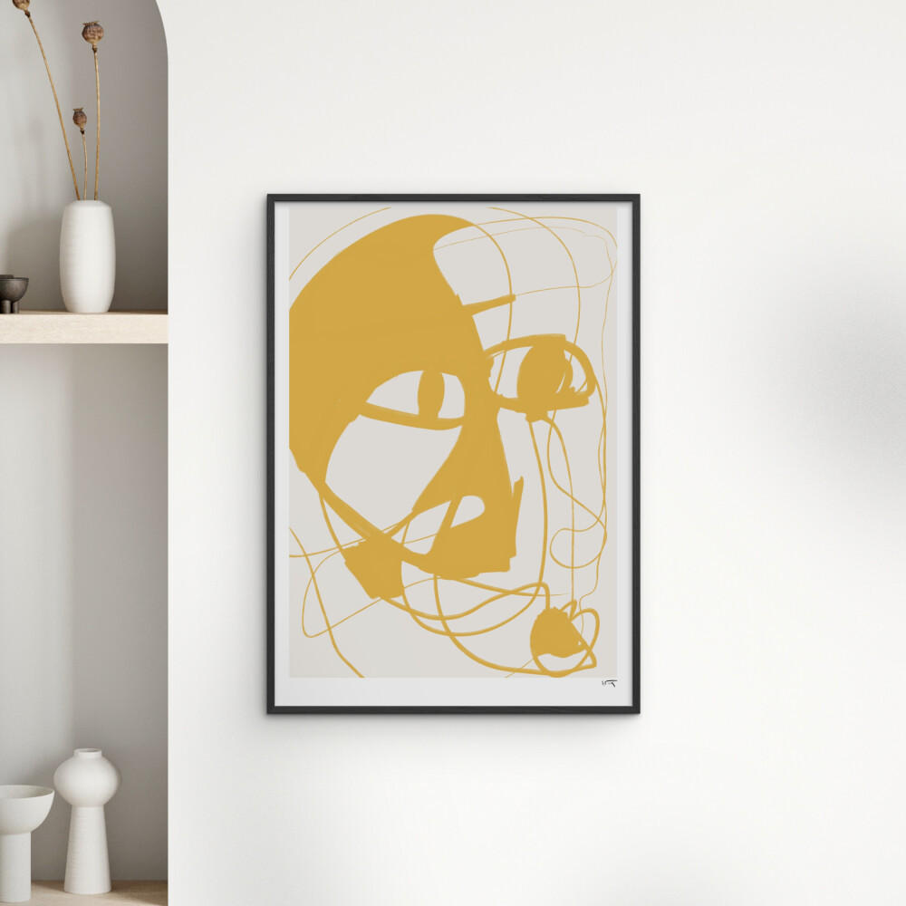 POSTER mit Rahmen N. Atelier - Soirée - Gelb/Schwarz, Holz/Papier (50/70cm) - Poster&Frame