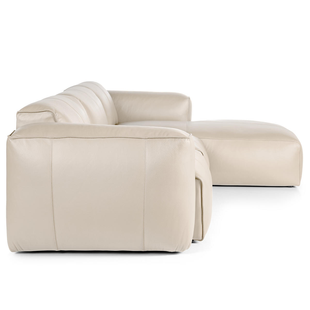 3-SITZER ECKSOFA mit Longchair - Hellgrau/Schwarz, Leder/Kunststoff (284/173cm) - home24