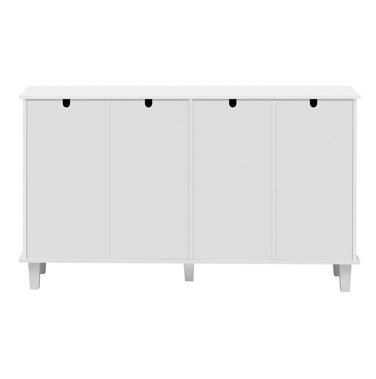 SIDEBOARD mit 4 Spiegeltüren und 2 Schubladen 140 cm MDF Weiß - Weiß, Holzwerkstoff (140/83/40cm) - Meubliv