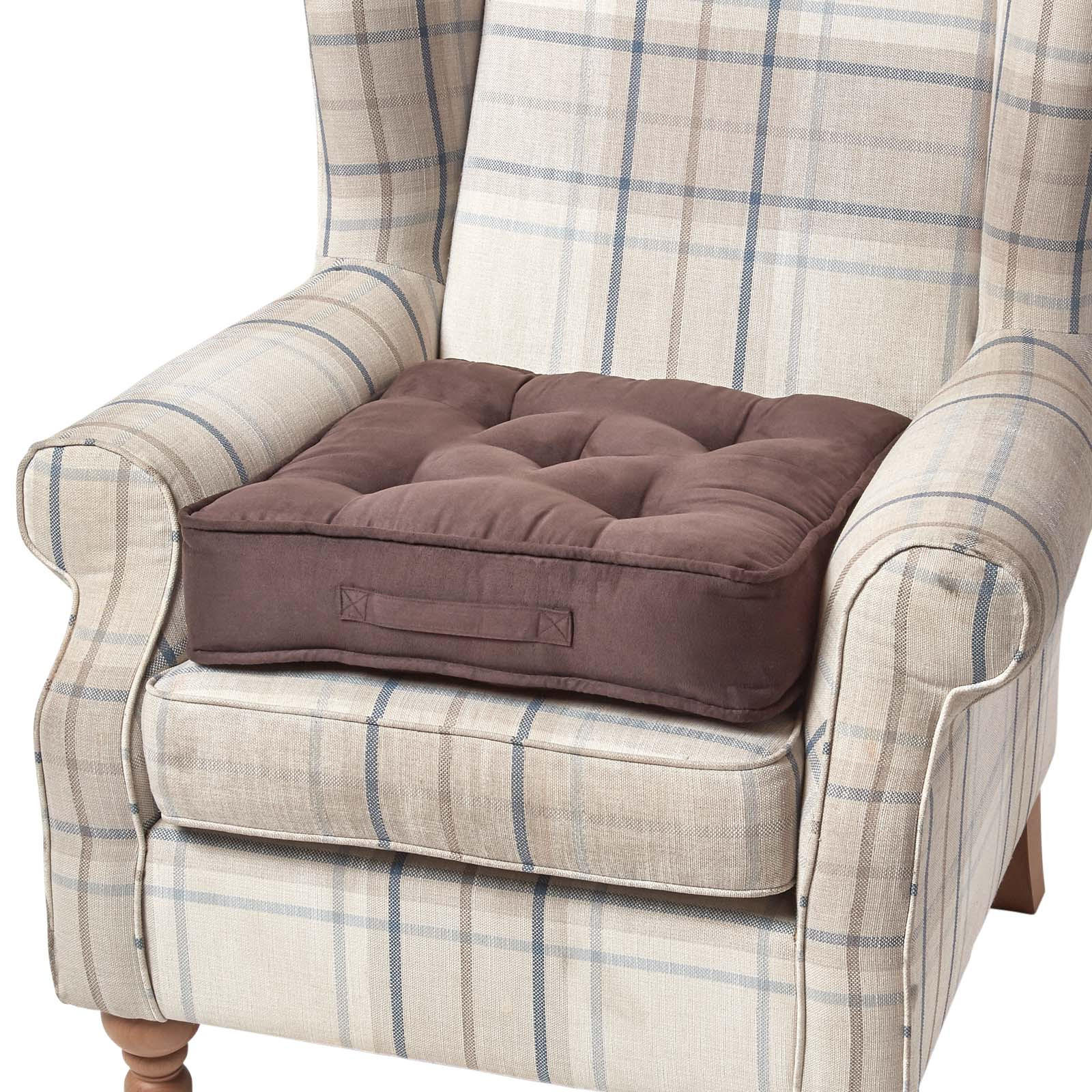 SITZKISSEN braun 50/50/10 cm – Sesselkissen, Velours - Braun, Textil (50/50/10cm) - Homescapes