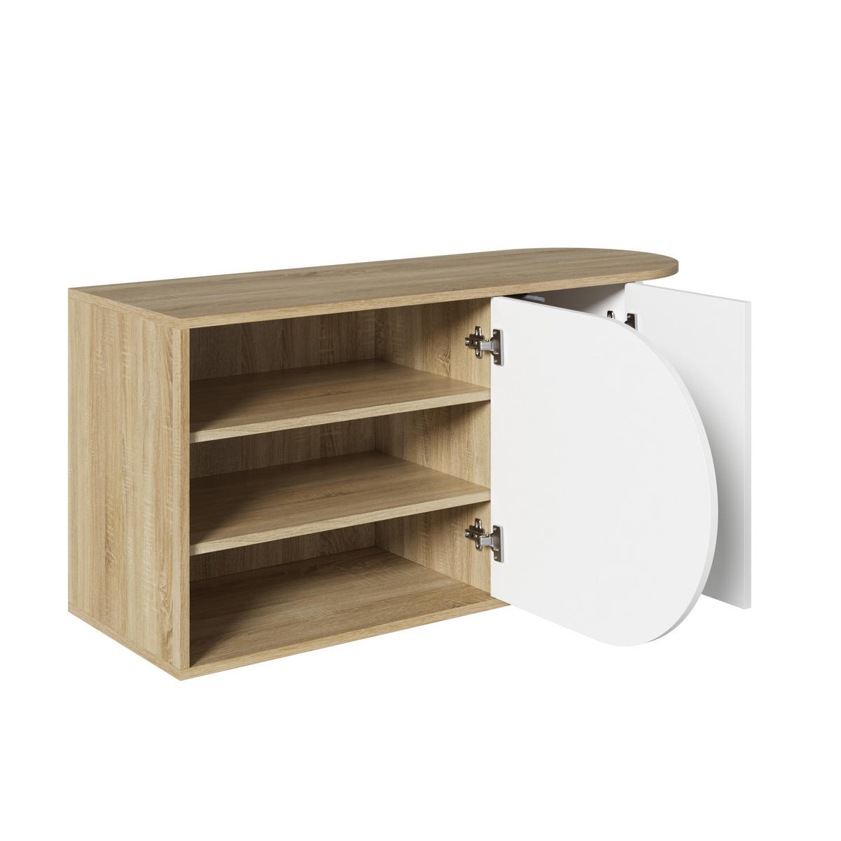 SCHUHBANK Weiß und Naturfarben 104/37/50 cm - Weiß, Holzwerkstoff (104/50/37cm) - PANGIVO