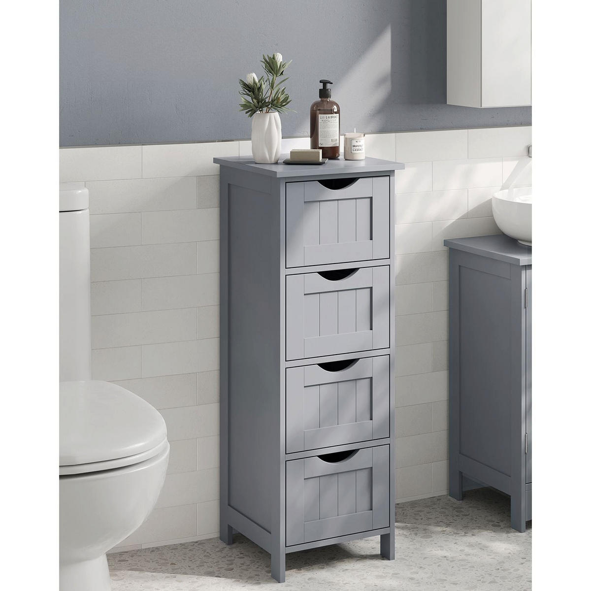 BEISTELLSCHRANK LUSAKA - Grau, Holzwerkstoff (30/82/30cm) - Hansiro