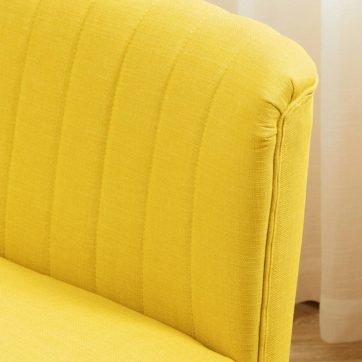 2-SITZER-SOFA DE-06573 weiche Polsterung, pflegeleichter Bezug, bis 220 kg Gelb - Gelb, Holz/Textil (117/77/56.5cm) - ComfortXL