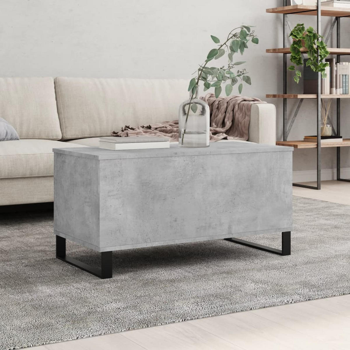 COUCHTISCH Betongrau 90x44,5x45 cm Holzwerkstoff - Grau, Holzwerkstoff (90/44.5/45cm) - furnicato