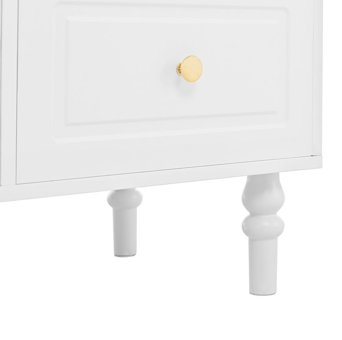 BUFFET 120x40x138.5 cm Weiß mit Fluted Glas & Ladestation - Weiß, Holzwerkstoff (120/138.5/40cm) - Modfu
