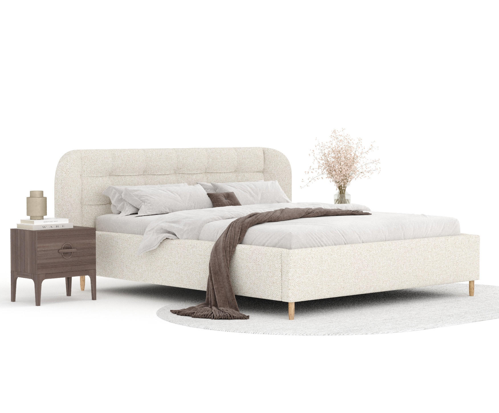 Thumbnail - Maison de Reve Polsterbett, Creme, Textil, Buche, Kiefer, 140x200 cm, Oeko-Tex® Standard 100, FSC 100%, Made in EU, Reac...