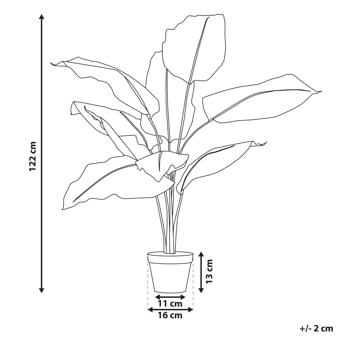 KUNSTPFLANZE im Blumentopf 122 cm Grün/Schwarz Dieffenbachia - Schwarz/Grün, Kunststoff (122cm) - Beliani