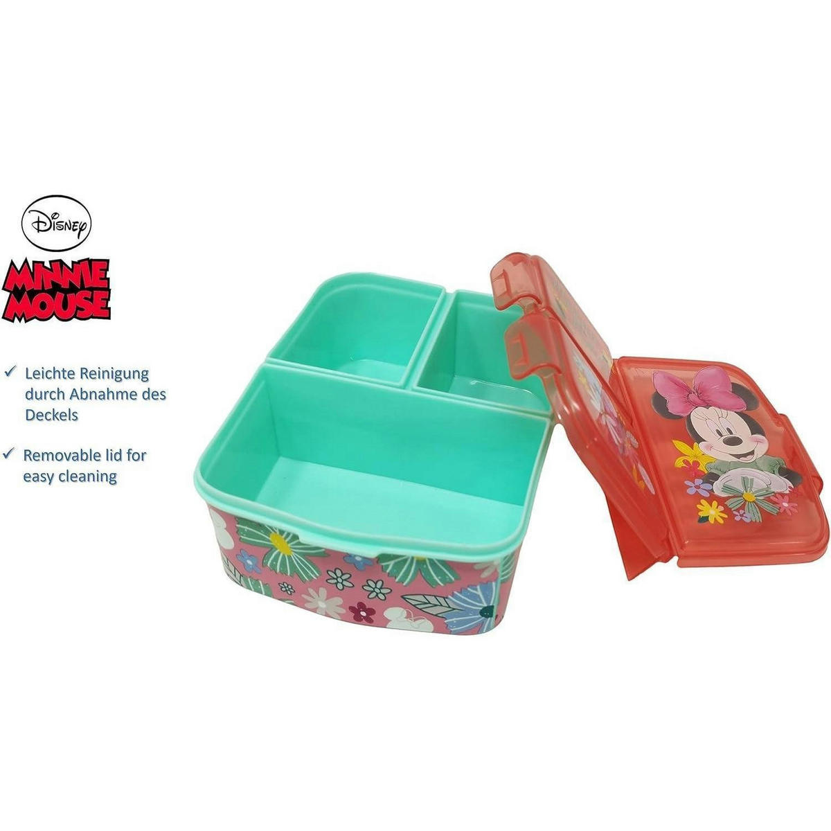 BROTDOSE Kinder mit Fächern Minnie Mouse 18 cm - Multicolor, Kunststoff (12/17/5cm)