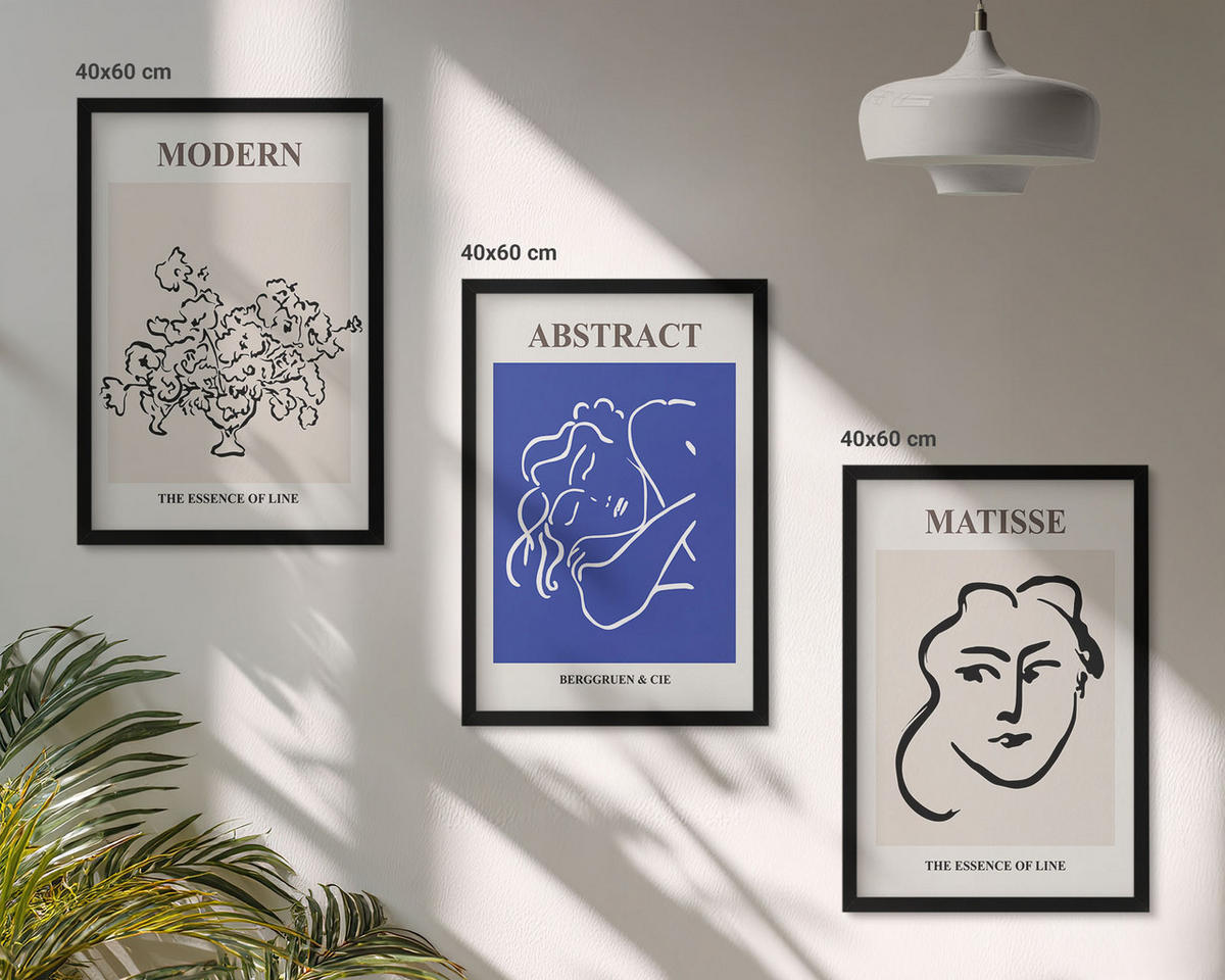 BILDER SET 3er Set - 40x60 cm Schwarzer Rahmen - Matisses moderne Plakate - Schwarz, Kunststoff (40/60cm) - TULUP