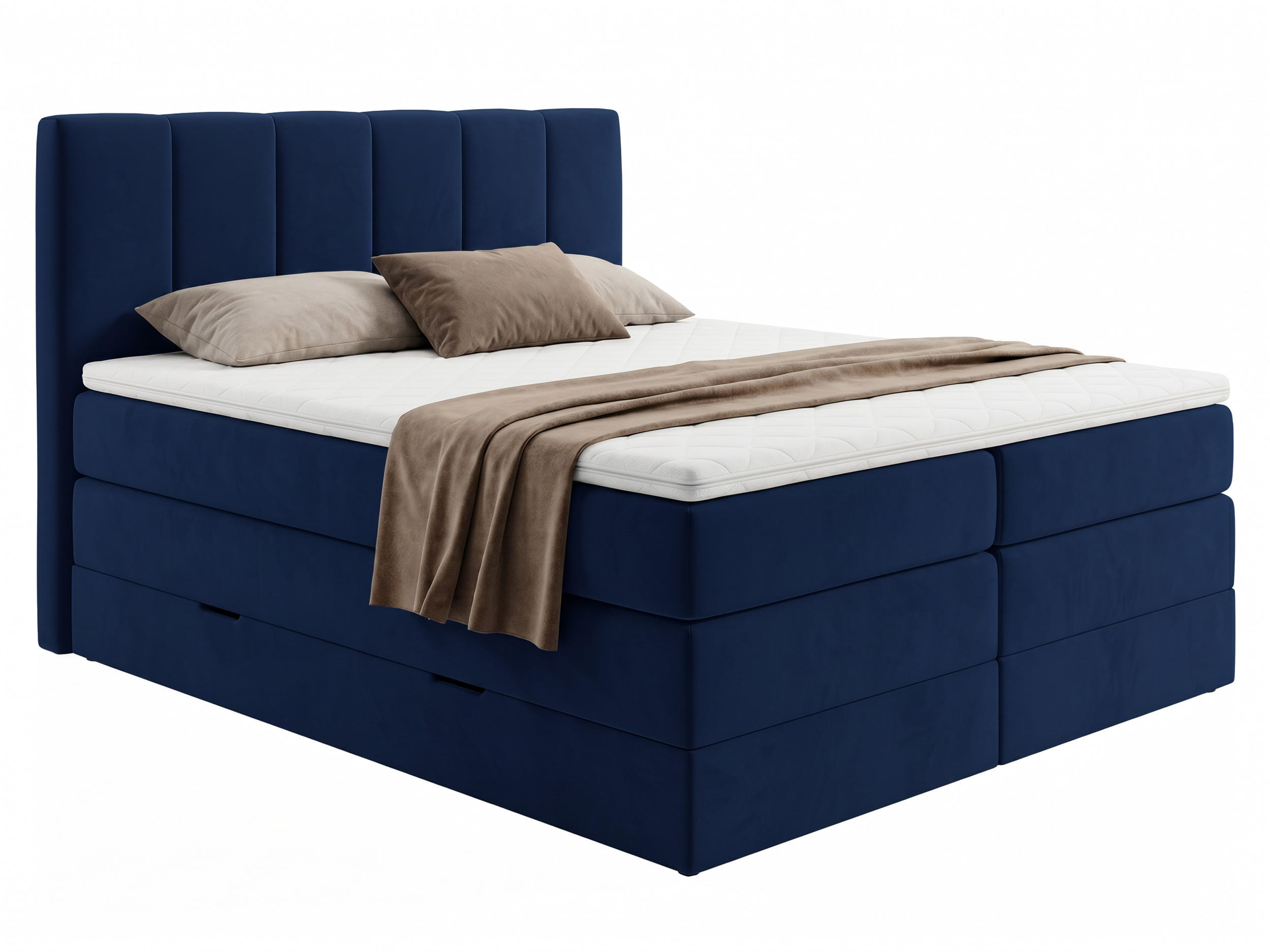 BOXSPRINGBETT Star Max - 180x200 - blau (Kronos 09) - Blau/Schwarz, Holz/Holzwerkstoff (180/200cm) - Sofnet