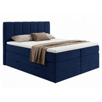 BOXSPRINGBETT Star Max - 180x200 - blau (Kronos 09) - Blau/Schwarz, Holz/Holzwerkstoff (180/200cm) - Sofnet