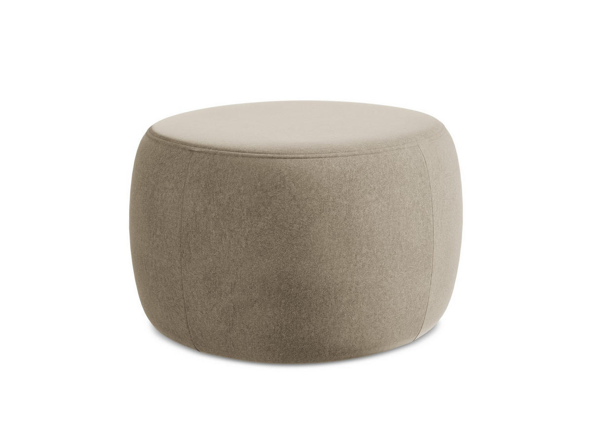 POUF Samt Stoff Beige - Beige/Schwarz, Kunststoff/Textil (76/44/67cm) - Makamii