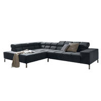 ECKSOFA NELSON Schwarz Velvet - Silberfarben/Schwarz, Textil (321/116cm) - KAWOLA