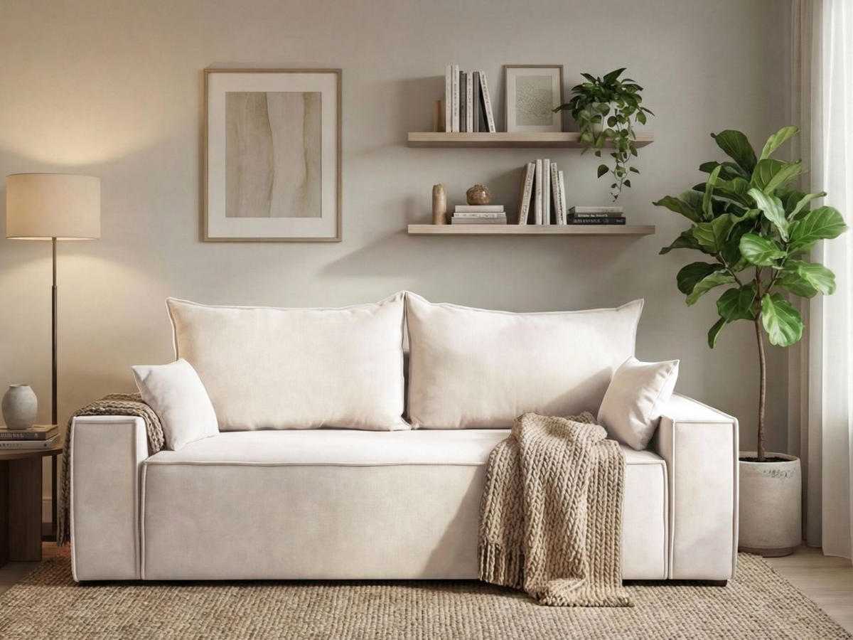 SOFA 230/90/70 Creme Sivra - Creme, Kunststoff/Textil (230/70/90cm) - Graingold