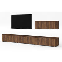 WOHNWAND Loriano IV Nussbaum Warmia 300/70,5/32 cm – Hängend und Stehend - Nussbaumfarben, Holzwerkstoff/Kunststoff (300/70.5/32cm) - AX Living