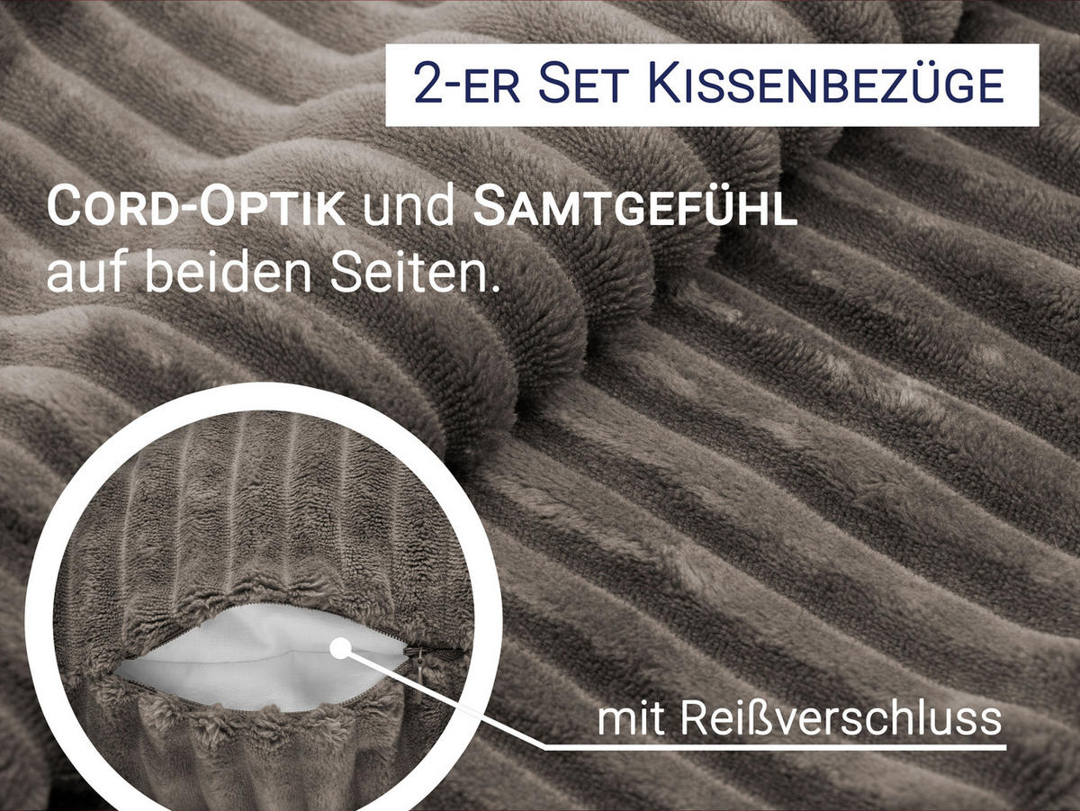 KISSENBEZUG, 2er-Set, 40x40 cm, 100% Polyester, Grau - Taupe, Textil (40/40cm) - Zollner
