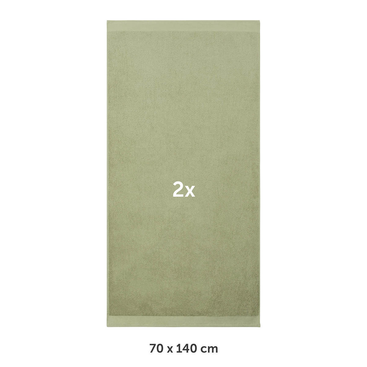 BADETUCH 2er-Set, 2x Badetuch 70/140 cm, Hellgrün - Hellgrün, Textil (70/140cm) - Blumtal