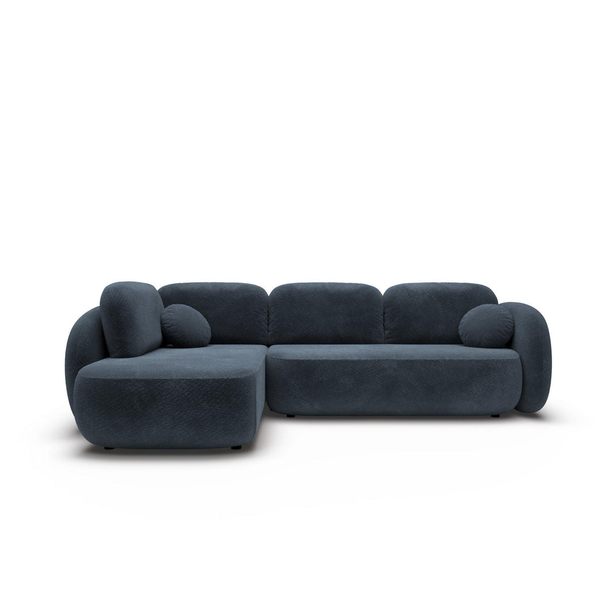 ECKSOFA AMICO II L-S Blau Geflochtener Stoff mit Schlaffunktion - Blau, Holz (289/190cm) - MASSENO