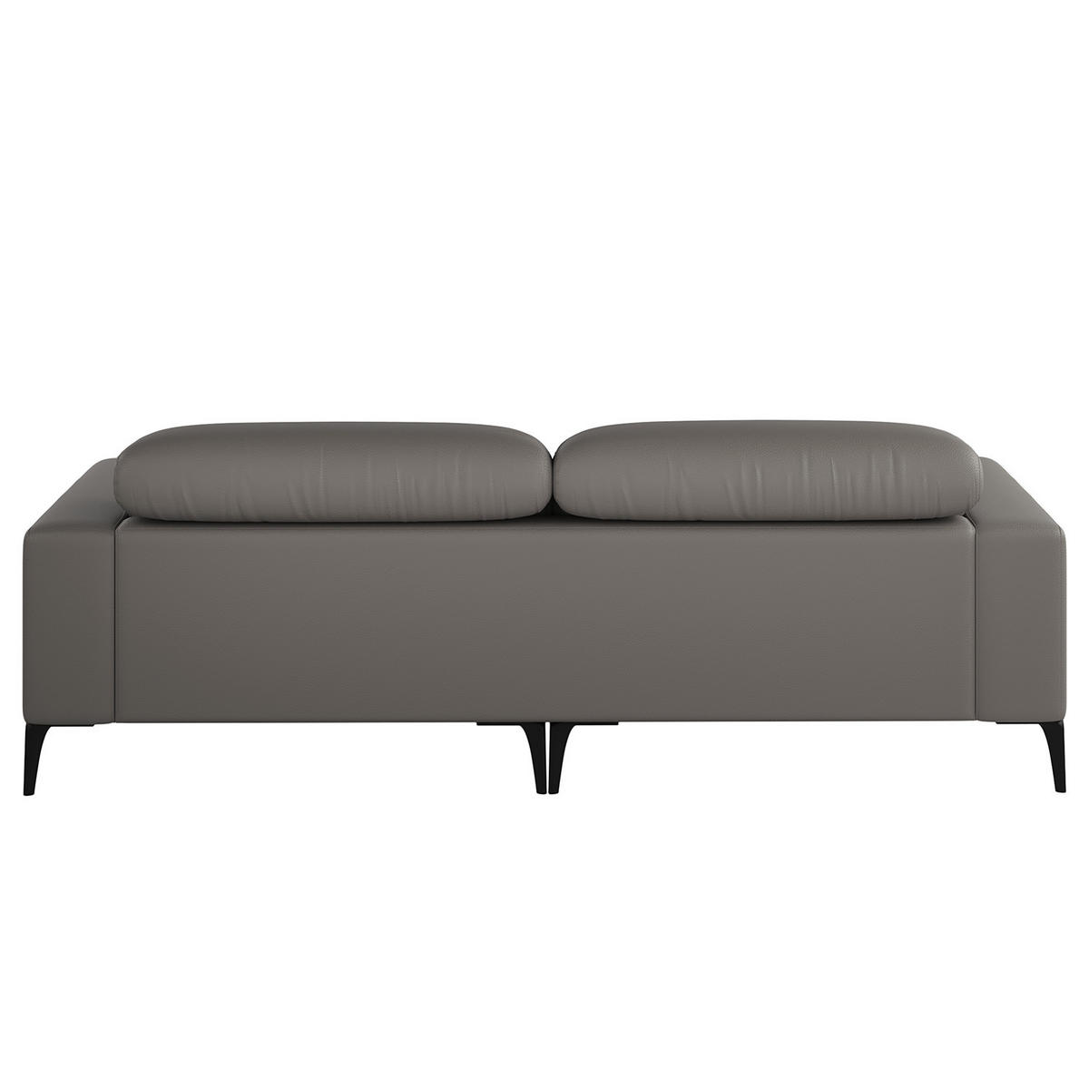 1,5-SITZER ECKSOFA mit Longchair - Schwarz/Grau, Leder/Metall (232/180cm) - home24