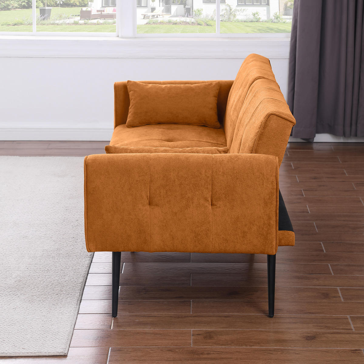 2-SITZER SCHLAFSOFA Cord Orange mit Schlaffunktion - Orange, Holzwerkstoff/Textil (175/71/71cm) - WISHDOR