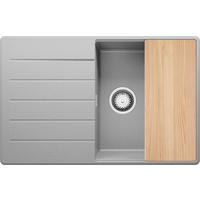 SPÜLBECKEN Kopenhagen, 2-er set Grau 78/50 cm 1 Becken + Ablauf-Set + Schneidebrett ab 50er Unterschrank - Chromfarben/Beige, Kunststoff (78/20/50cm) - Primagran