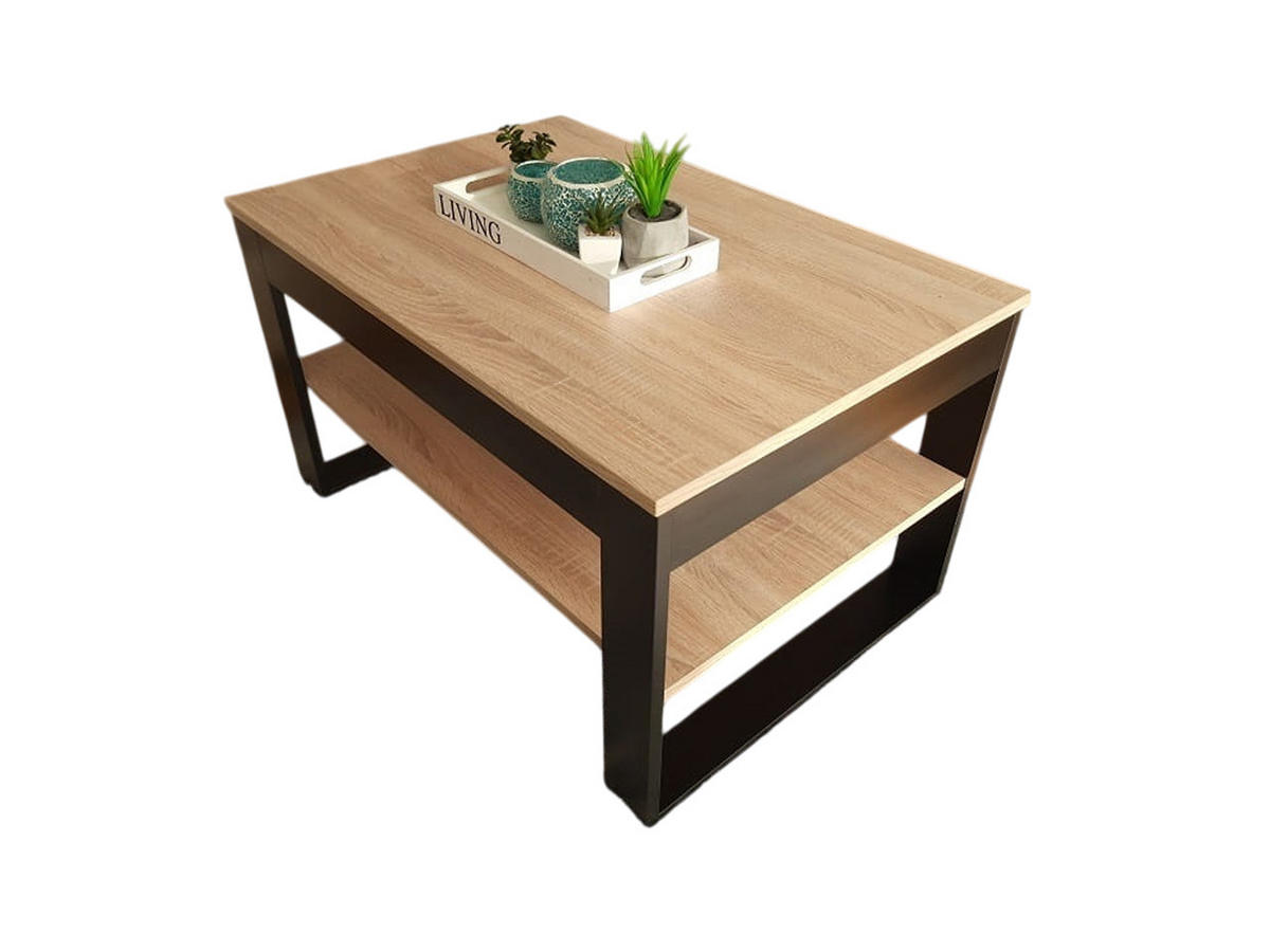 COUCHTISCH rechteckig Sonoma Eiche Schwarz matt 90/60/50 cm - Schwarz/Sonoma Eiche, Holzwerkstoff (60/90/50cm) - designimpex