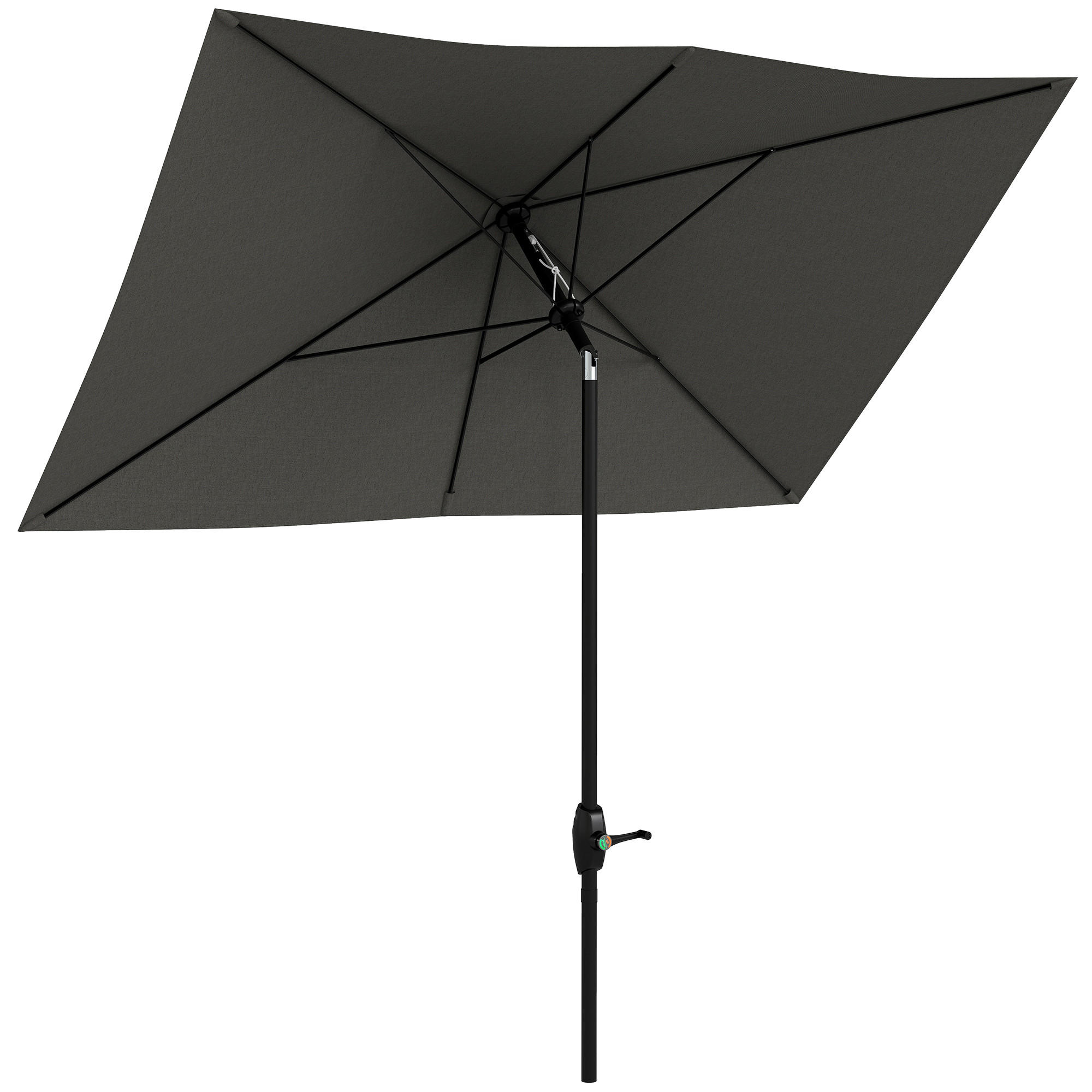 SONNENSCHIRM DE-11464 rechteckig, neigbar, mit Kurbel Dunkelgrau - Grau, Metall (200/290cm) - ComfortXL