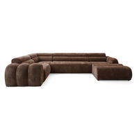 6-SITZER modulares Wohnlandschaft U XXL VEER SET 3 Links, 368 x 200 cm, Chenille Webstoff Orange - Schwarz/Orange, Holz/Kunststoff (368/75/200cm) - Muffo