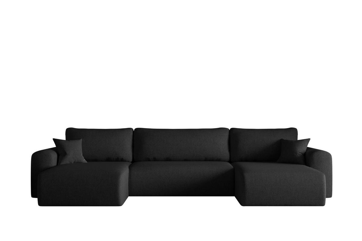 ECKSOFA Mit Schlaffunktion Und Bettkasten U-form CAPRI Verita Schwarz - Schwarz, Holz/Textil (145/362cm) - Kaiser Möbel