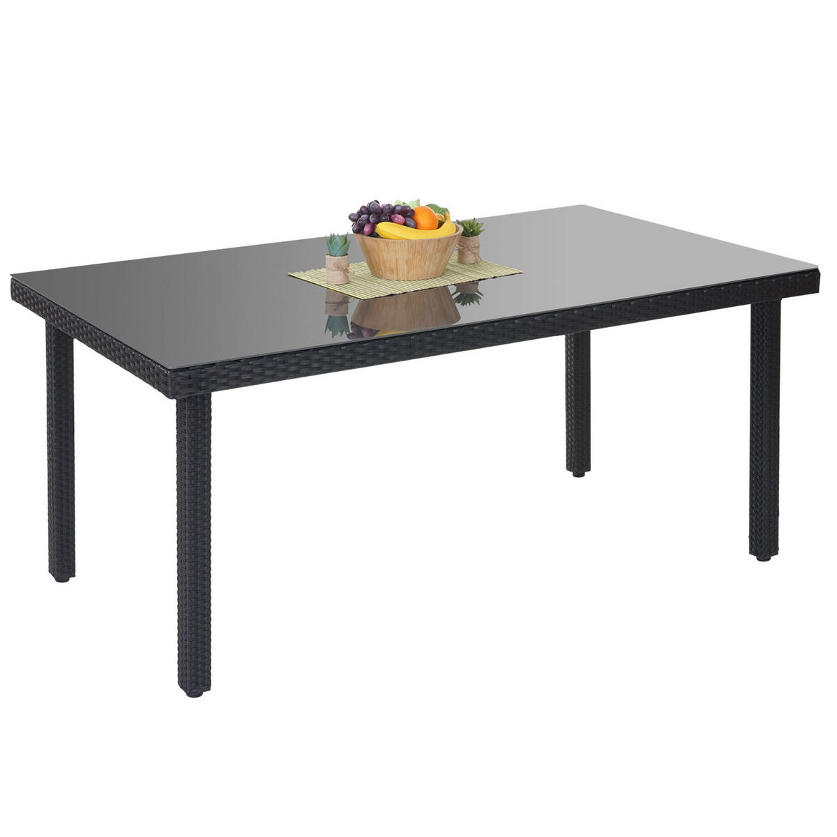POLY-RATTAN-GARTENTISCH rechteck Anthrazit - Anthrazit, Kunststoff (90/160/74cm) - MCW