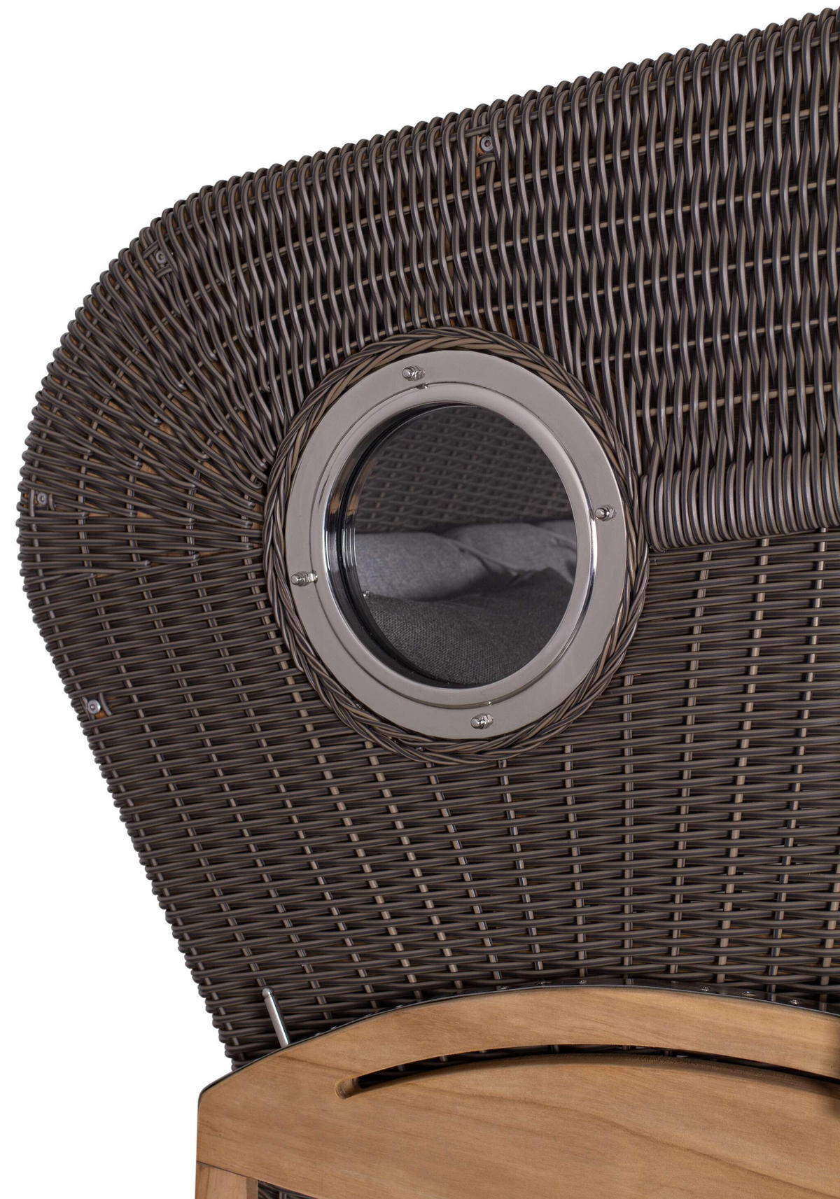 STRANDKORB XL Schillig Bullauge - Braun/Grau, Metall (142/170/95cm) - Mr. Deko