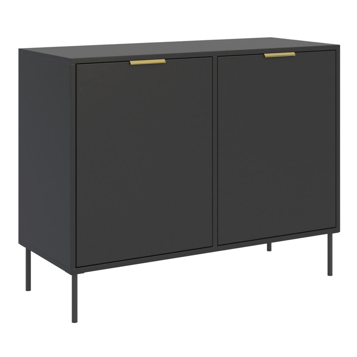 SIDEBOARD Vena Schwarz 100 cm - Goldfarben/Schwarz, Holzwerkstoff/Kunststoff (100.6/86/40cm) - Selsey