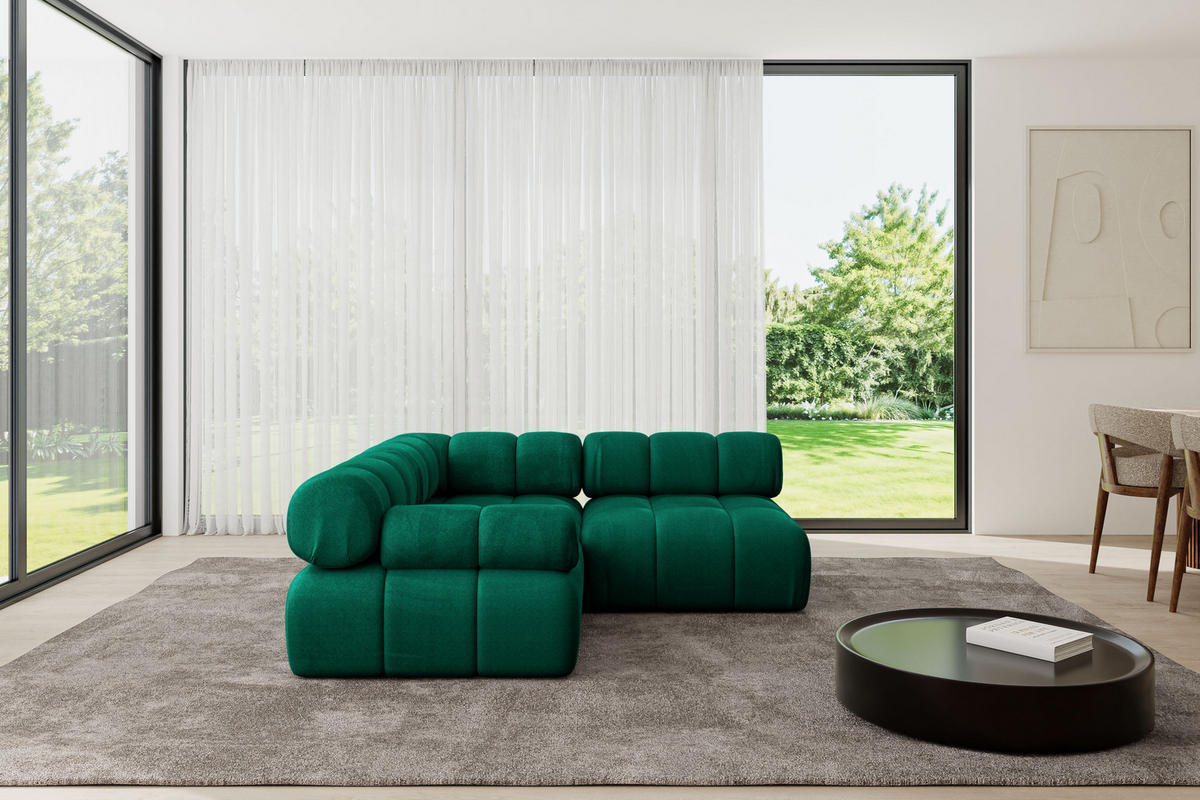 ECKSOFA modulares Sofa Mende-L1 - 190x190x70 cm Dunkelgrün Velours - Dunkelgrün, Holzwerkstoff/Textil (190/190cm) - ALTDECOR