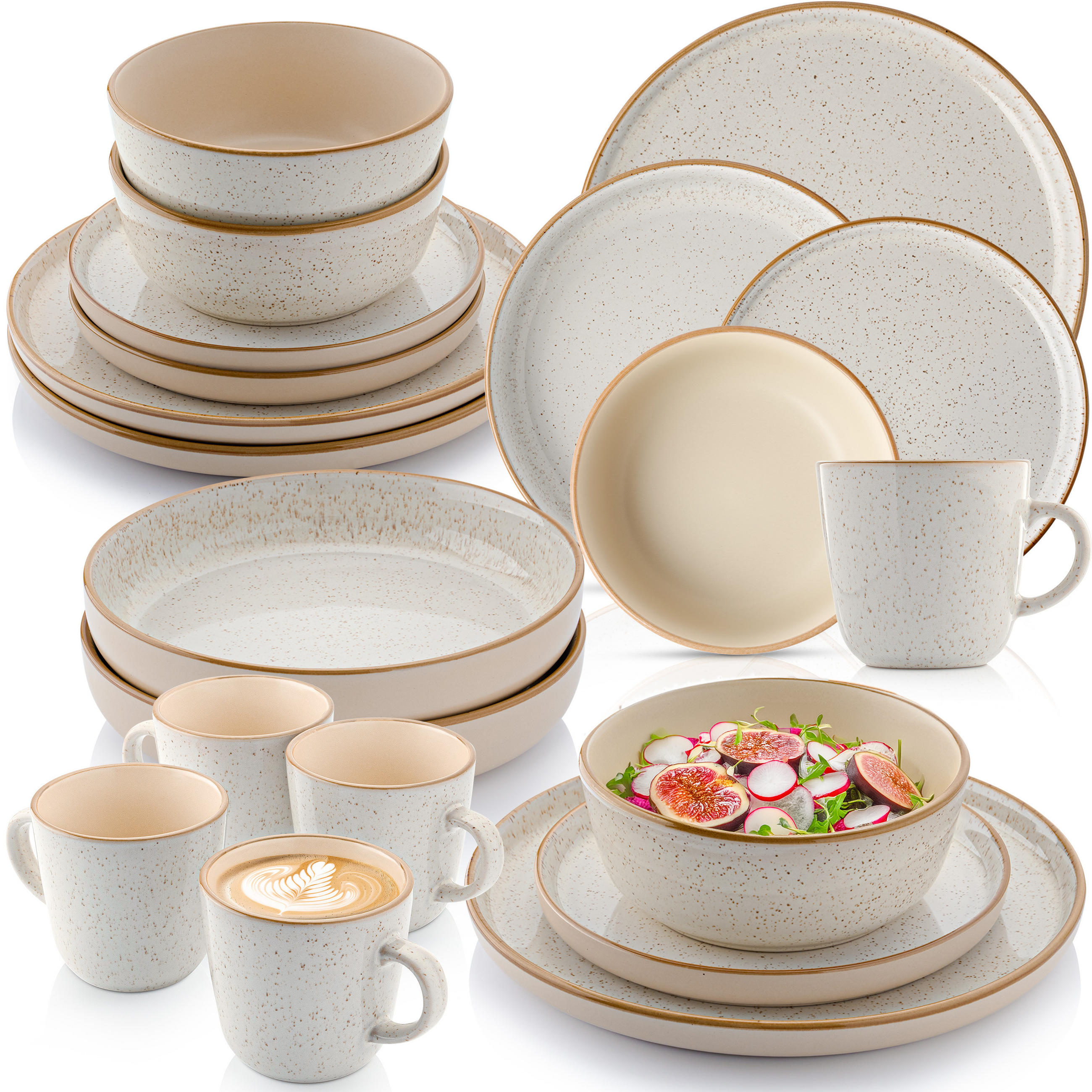KOMBISERVICE RIO CREME - 20-teilig aus Steingut - Creme, Keramik (44/45/54cm) - Sänger