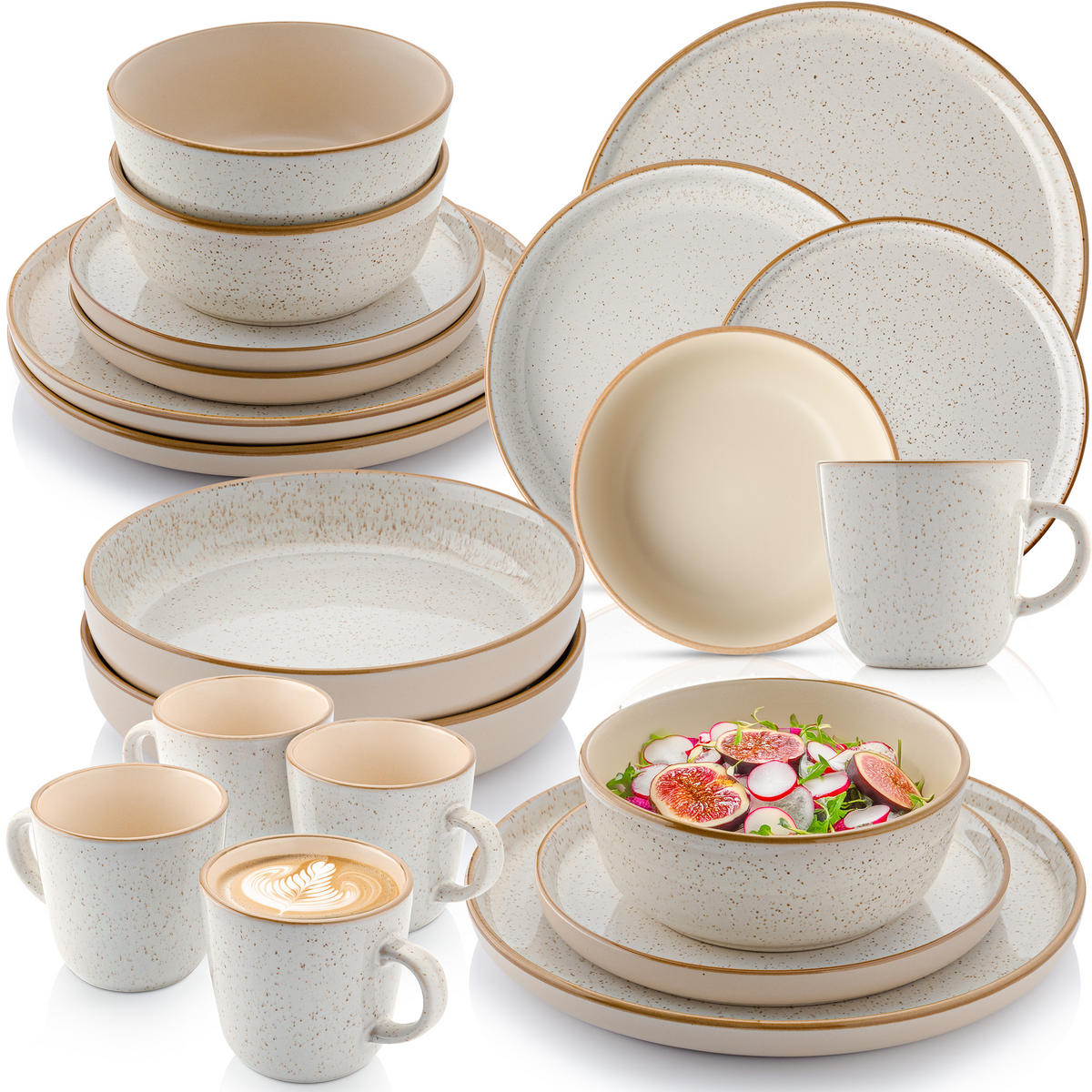 KOMBISERVICE RIO CREME - 20-teilig aus Steingut - Creme, Keramik (44/45/54cm) - Sänger
