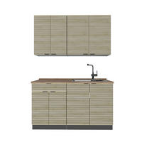 SINGLEKÜCHE Fame-Line Eiche Paneel/Anthrazit 140 cm , AP Eiche - Eichefarben/Anthrazit, Holzwerkstoff (140/81.6/60cm) - Vicco