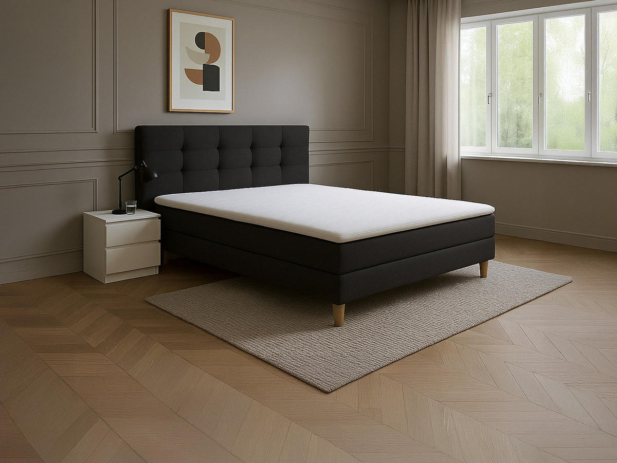 TOPPER - 2 Personen - stoff - weiß Koraga - Weiß, Textil (160/200cm) - Vente-Unique