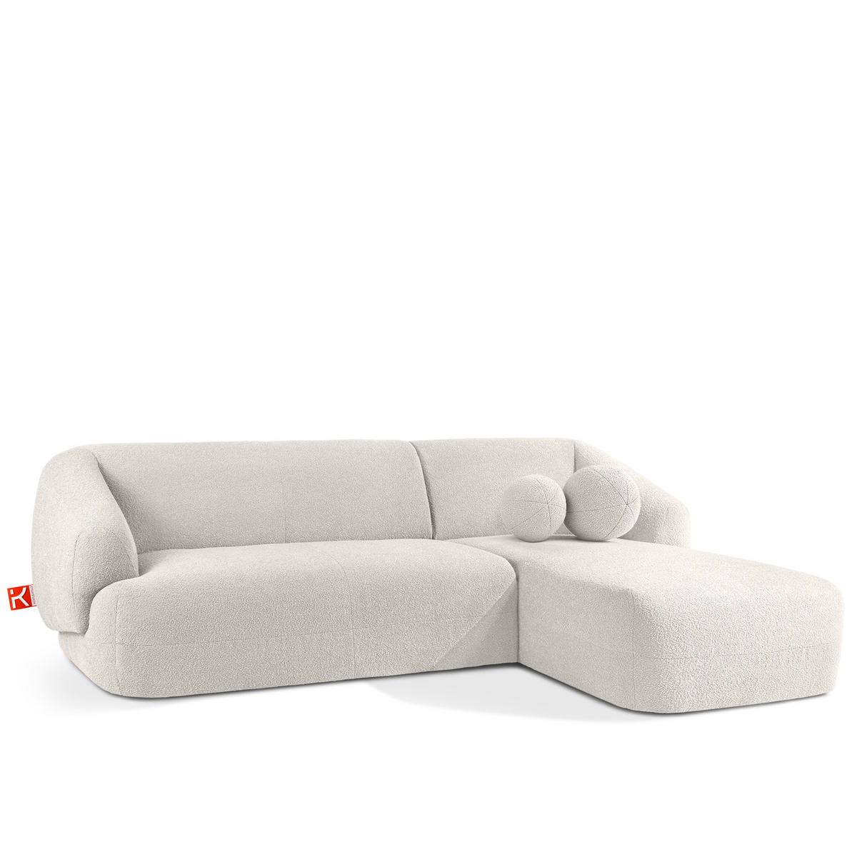 ECKSOFA RECHTS VIRA, Weiß, Bouclé - Schwarz/Weiß, Holz/Holzwerkstoff (300/160cm) - KONSIMO®