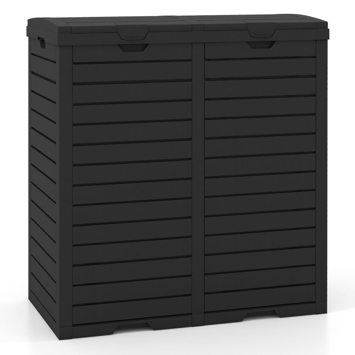 POPELNICE 235L s odpadkovým košem černá - černá, plast (77/86/40cm) - COSTWAY