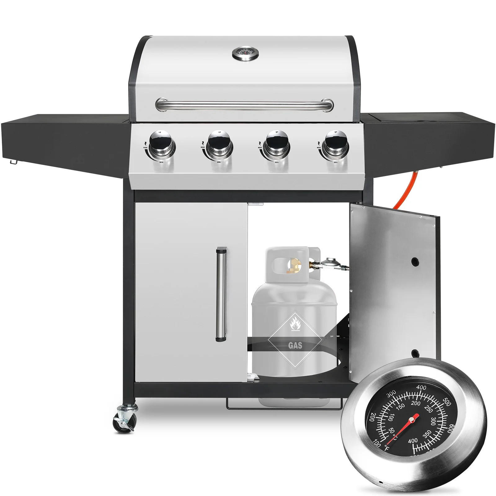 GASGRILL Silber 5-Brenner - Silberfarben, Metall (135/136/44cm) - Kaket