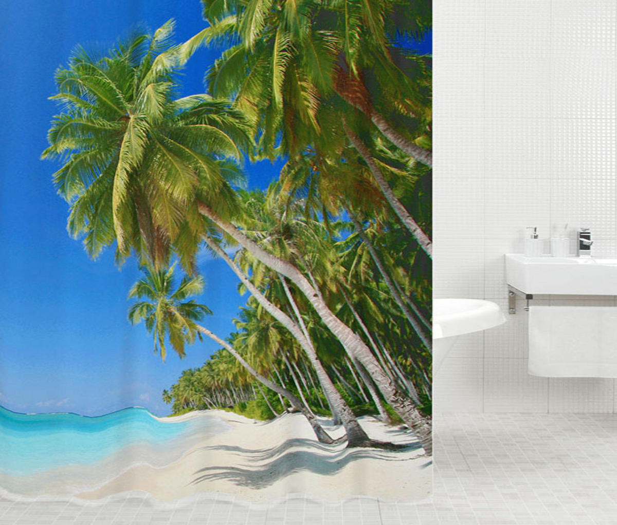 DUSCHVORHANG Karibik 180 x 200 cm - Blau, Textil (180/200cm) - Sanilo